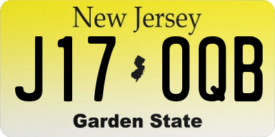 NJ license plate J17OQB