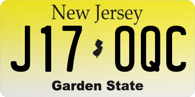 NJ license plate J17OQC