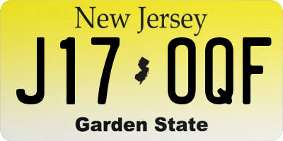 NJ license plate J17OQF