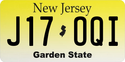 NJ license plate J17OQI
