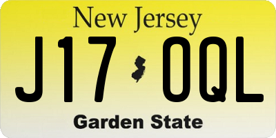 NJ license plate J17OQL