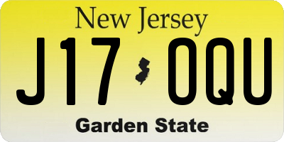 NJ license plate J17OQU