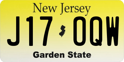 NJ license plate J17OQW