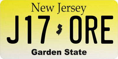 NJ license plate J17ORE