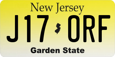 NJ license plate J17ORF