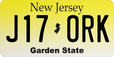 NJ license plate J17ORK