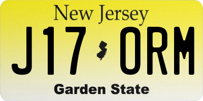 NJ license plate J17ORM