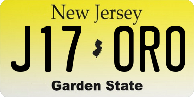 NJ license plate J17ORO