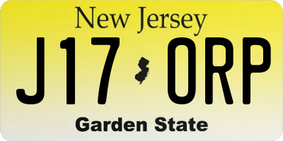 NJ license plate J17ORP