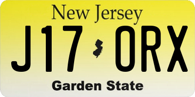 NJ license plate J17ORX