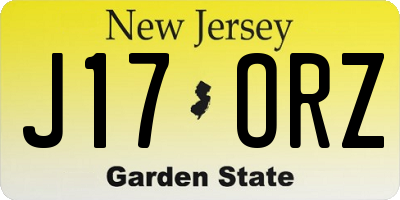 NJ license plate J17ORZ