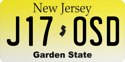 NJ license plate J17OSD