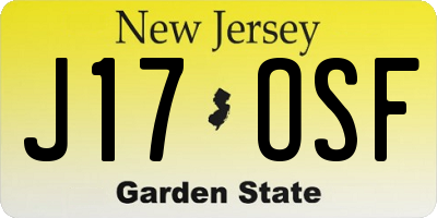 NJ license plate J17OSF