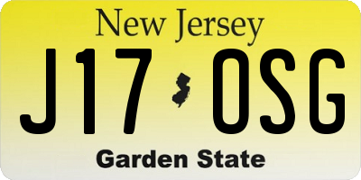NJ license plate J17OSG