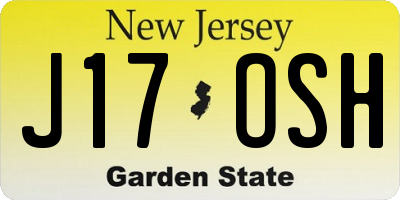 NJ license plate J17OSH