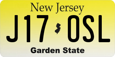 NJ license plate J17OSL