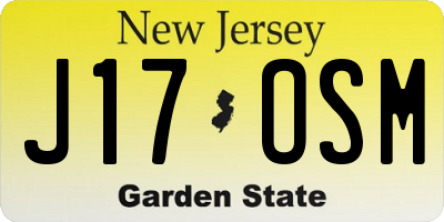 NJ license plate J17OSM
