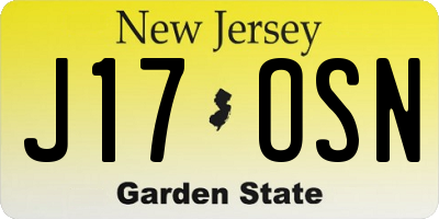 NJ license plate J17OSN