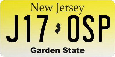 NJ license plate J17OSP