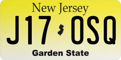 NJ license plate J17OSQ