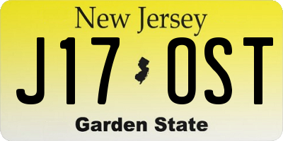 NJ license plate J17OST
