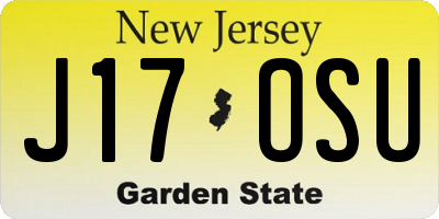 NJ license plate J17OSU