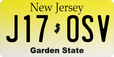 NJ license plate J17OSV