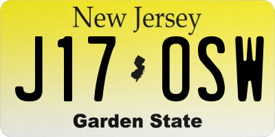 NJ license plate J17OSW