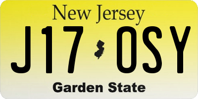 NJ license plate J17OSY