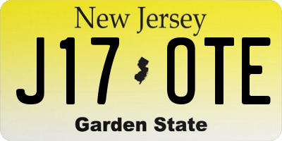 NJ license plate J17OTE