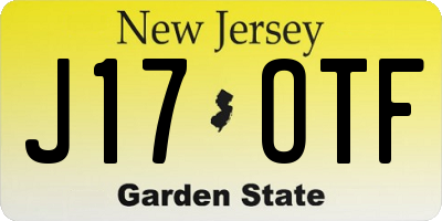 NJ license plate J17OTF