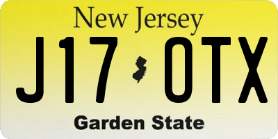 NJ license plate J17OTX