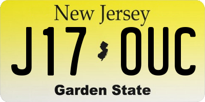 NJ license plate J17OUC