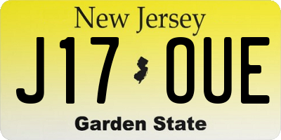 NJ license plate J17OUE