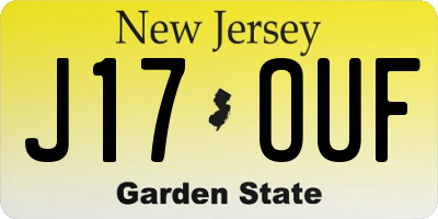 NJ license plate J17OUF