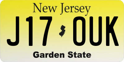 NJ license plate J17OUK