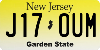NJ license plate J17OUM