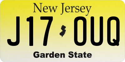 NJ license plate J17OUQ