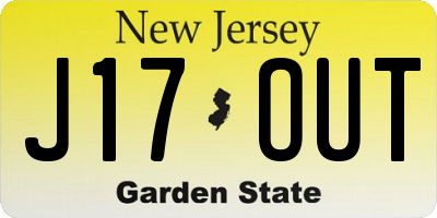 NJ license plate J17OUT