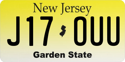 NJ license plate J17OUU