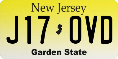 NJ license plate J17OVD