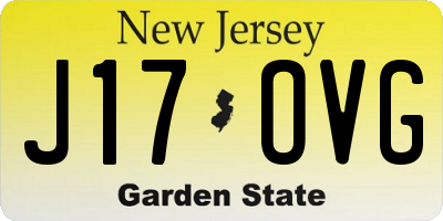 NJ license plate J17OVG
