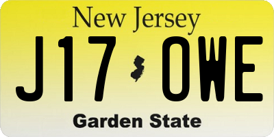 NJ license plate J17OWE