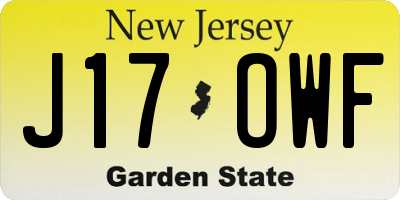 NJ license plate J17OWF