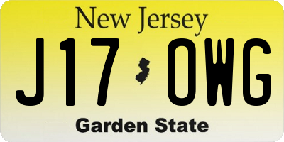 NJ license plate J17OWG