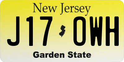 NJ license plate J17OWH