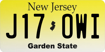 NJ license plate J17OWI