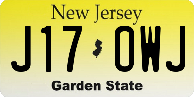 NJ license plate J17OWJ