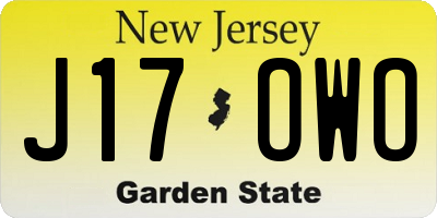 NJ license plate J17OWO