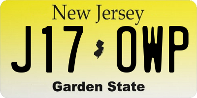 NJ license plate J17OWP